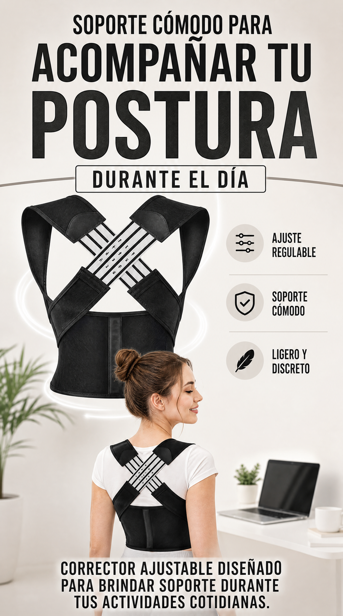Corrector de Postura Ajustable — soporte cómodo para tu día